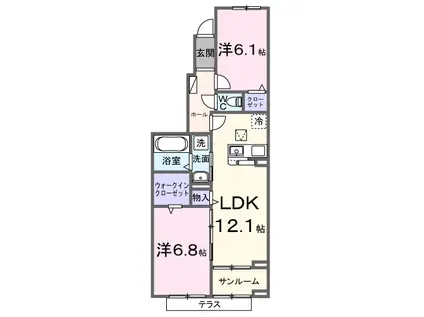 サンライズ(2LDK/1階)の間取り写真