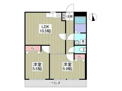第5山中マンション(2LDK/2階)の間取り写真