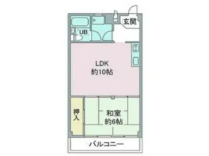 クロノス坂戸ノース(1LDK/2階)の間取り写真