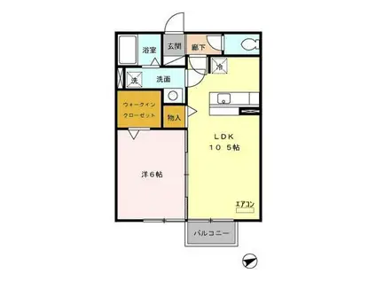 グランディール坂戸泉(1LDK/2階)の間取り写真