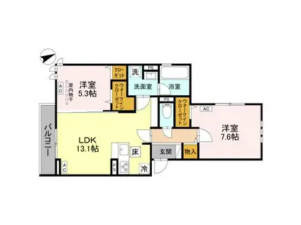 クレードルグラン(2LDK/1階)の間取り写真