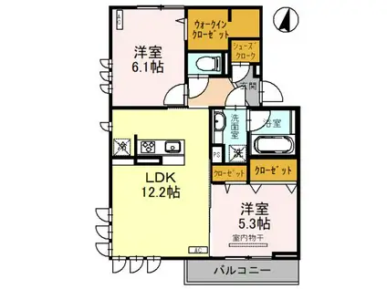 D-ROOM東武動物公園 B(2LDK/2階)の間取り写真