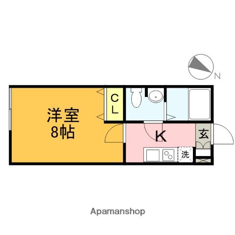 ウィンヒル下藤沢(1K/2階)の間取り写真