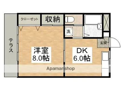 コーポ旭町壱番館(1DK/1階)の間取り写真