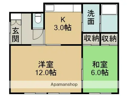 東武鉄道越生線 東毛呂駅 徒歩8分 1階建 築39年(2K)の間取り写真