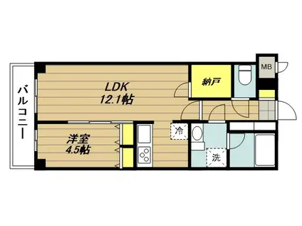 S-RESIDENCE北戸田(1LDK/3階)の間取り写真