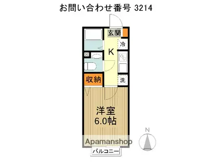 フローラル(1K/1階)の間取り写真