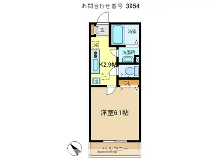 フィカーサ弥生(1K/2階)の間取り写真