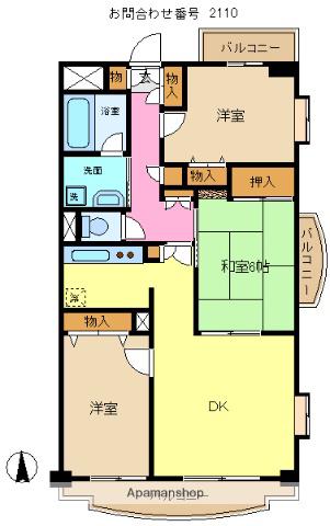 ブライトン所沢(3LDK/2階)の間取り写真