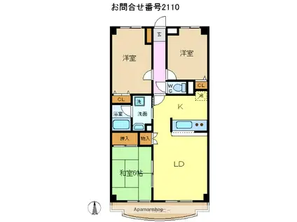 ブライトン所沢(3LDK/2階)の間取り写真