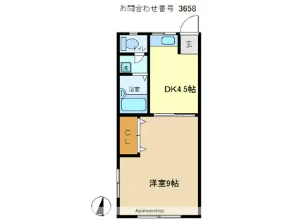 イルソーレ(1DK/1階)の間取り写真