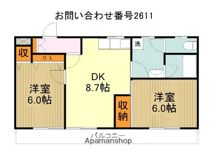 コーポラス新所沢(2DK/3階)の間取り写真