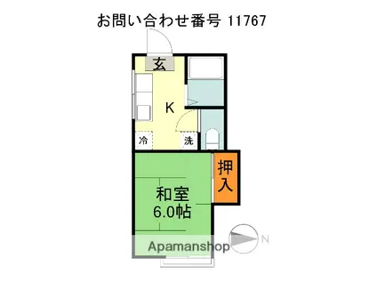 メゾンパークス(1K/1階)の間取り写真