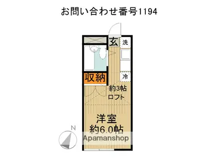 ウィザード小手指(ワンルーム/2階)の間取り写真