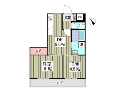 ホワイトパレス(2DK/5階)の間取り写真