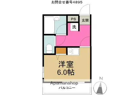 モンシャトー参番館(ワンルーム/2階)の間取り写真