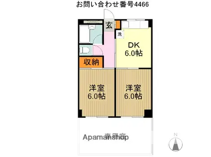 アートけやき台マンション(2DK/1階)の間取り写真