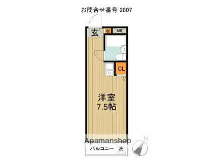 アーガスヒルズ67(ワンルーム/4階)の間取り写真