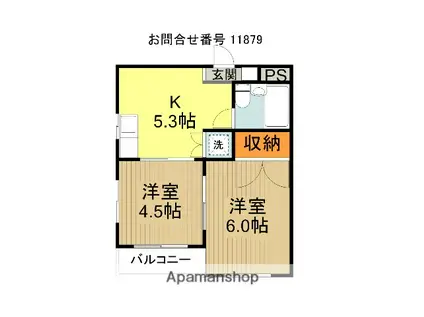 アビタシオン元町(2K/4階)の間取り写真