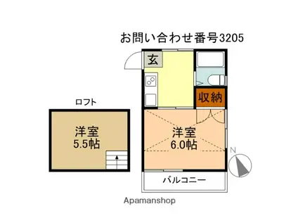 レジデンスM新所沢(1K/2階)の間取り写真
