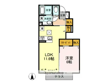 ヴェルデ(1LDK/1階)の間取り写真