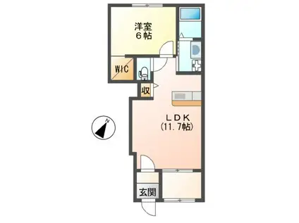 シェルキィ(1LDK/1階)の間取り写真