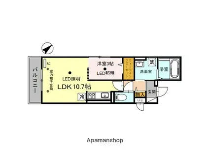 サンヘリオス(1LDK/3階)の間取り写真