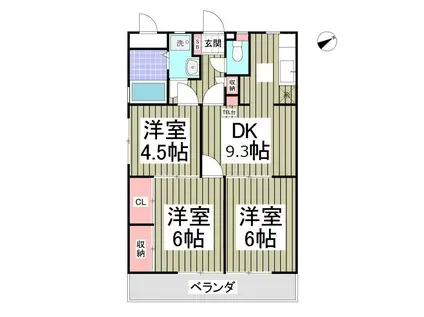 エルシャトルA(3DK/1階)の間取り写真