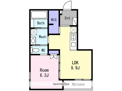 スカイウォーカー(1LDK/4階)の間取り写真
