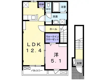 ルミエール(1LDK/2階)の間取り写真