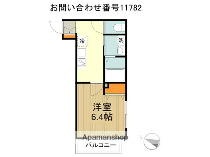 MELDIA西所沢Ⅱ(1DK/1階)の間取り写真