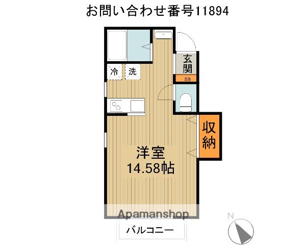 レゾンデートルⅠⅤ(ワンルーム/1階)の間取り写真