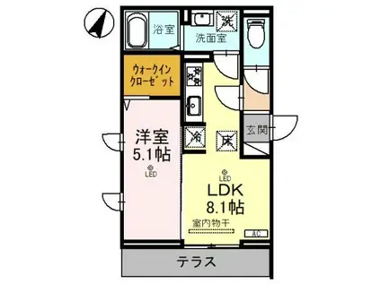 D-SERENO西所沢(1LDK/1階)の間取り写真