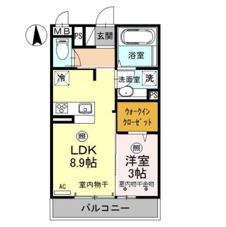 ヴィラグランデⅡ(1LDK/2階)の間取り写真