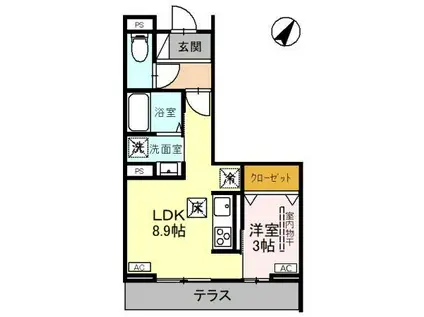 D-SERENO弥生(1LDK/1階)の間取り写真