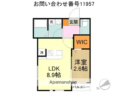 KLEIS新所沢Ⅱ(1LDK/1階)の間取り写真