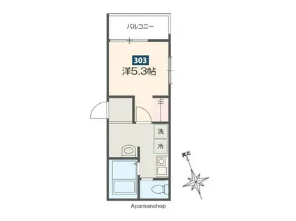 クオーレ小手指(1K/2階)の間取り写真