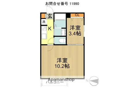 MARK DUO西所沢Ⅰ(2K/1階)の間取り写真