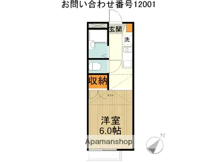 ジュアリー(ワンルーム/2階)の間取り写真