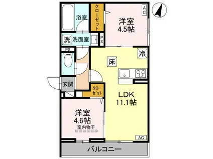 D-SERENO緑町(1LDK/1階)の間取り写真