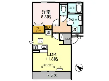 セジュールZENIII C棟(1LDK/1階)の間取り写真