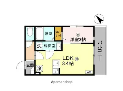 ルミナス所沢(1LDK/3階)の間取り写真