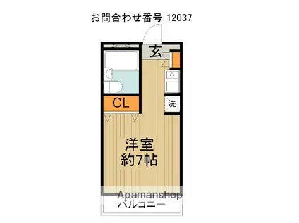 ドミトリー三笠(ワンルーム/1階)の間取り写真