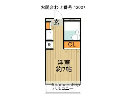 ドミトリー三笠(ワンルーム/2階)の間取り写真