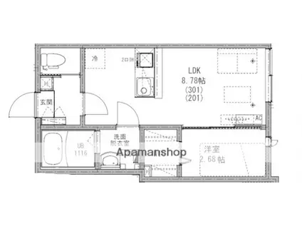 KEIAI RESIDENCE 狭山ヶ丘(1LDK/2階)の間取り写真