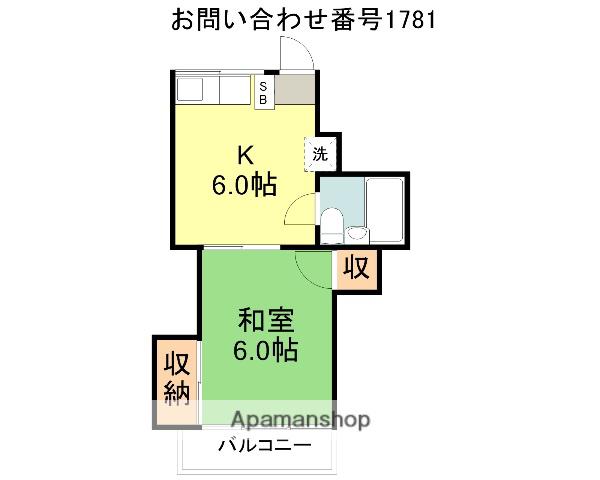 シャインヒルハイツ(1K/2階)の間取り写真