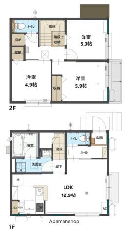 上安松戸建(3LDK/2階)の間取り写真
