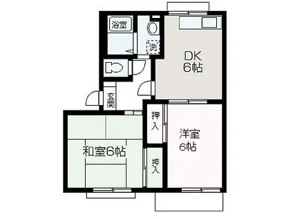 コロネット(2DK/2階)の間取り写真