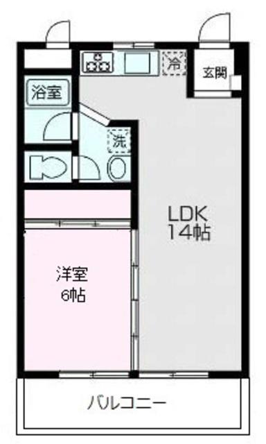 青葉台ハウス(1LDK/6階)の間取り写真