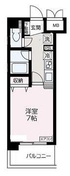 スペシアス(1K/1階)の間取り写真